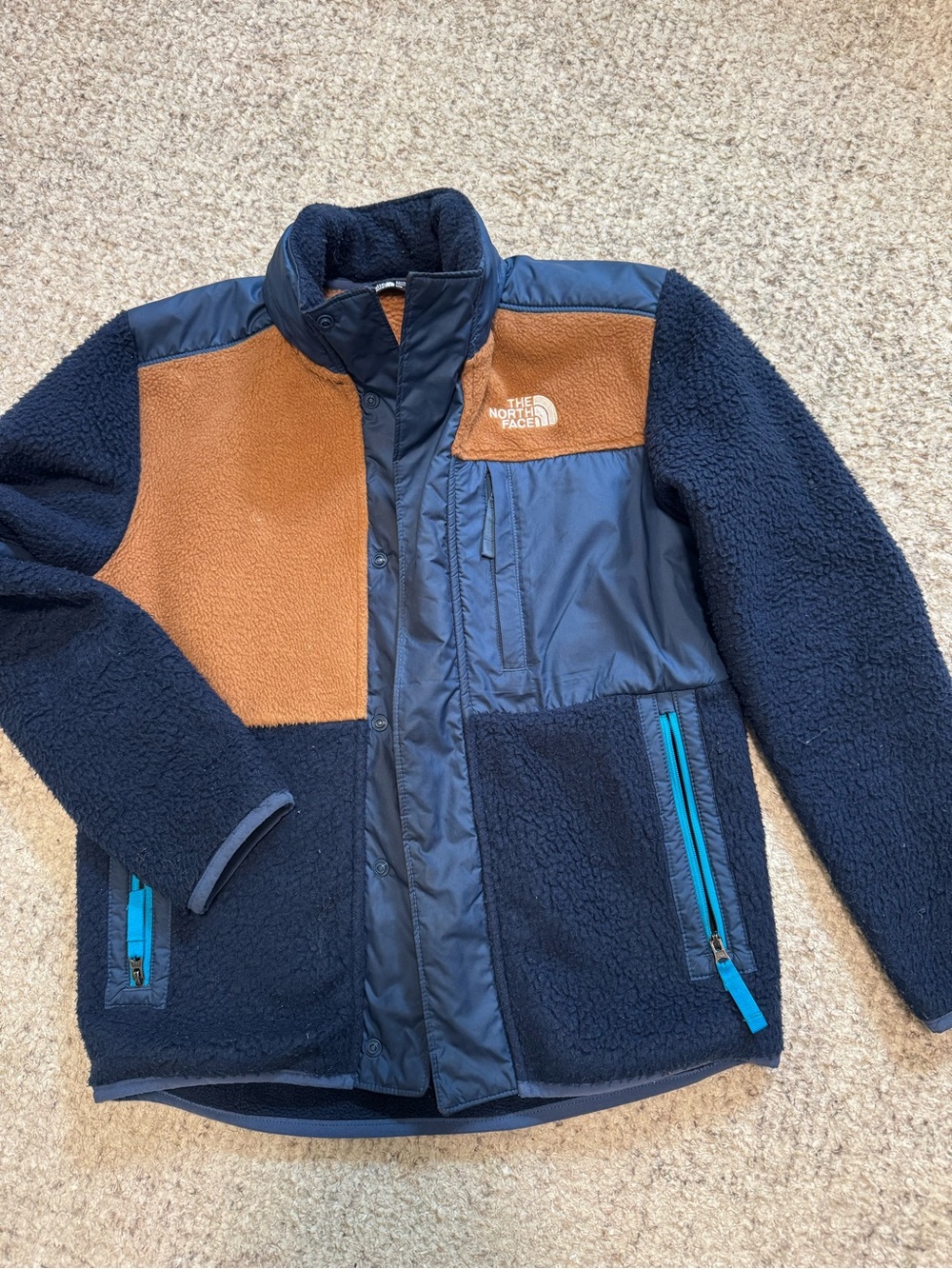 The North Face Kids Navy & Brown Fleece Puffer Jacket